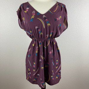 Fossil Purple Arrow Geometric Flutter Mini Dress - S